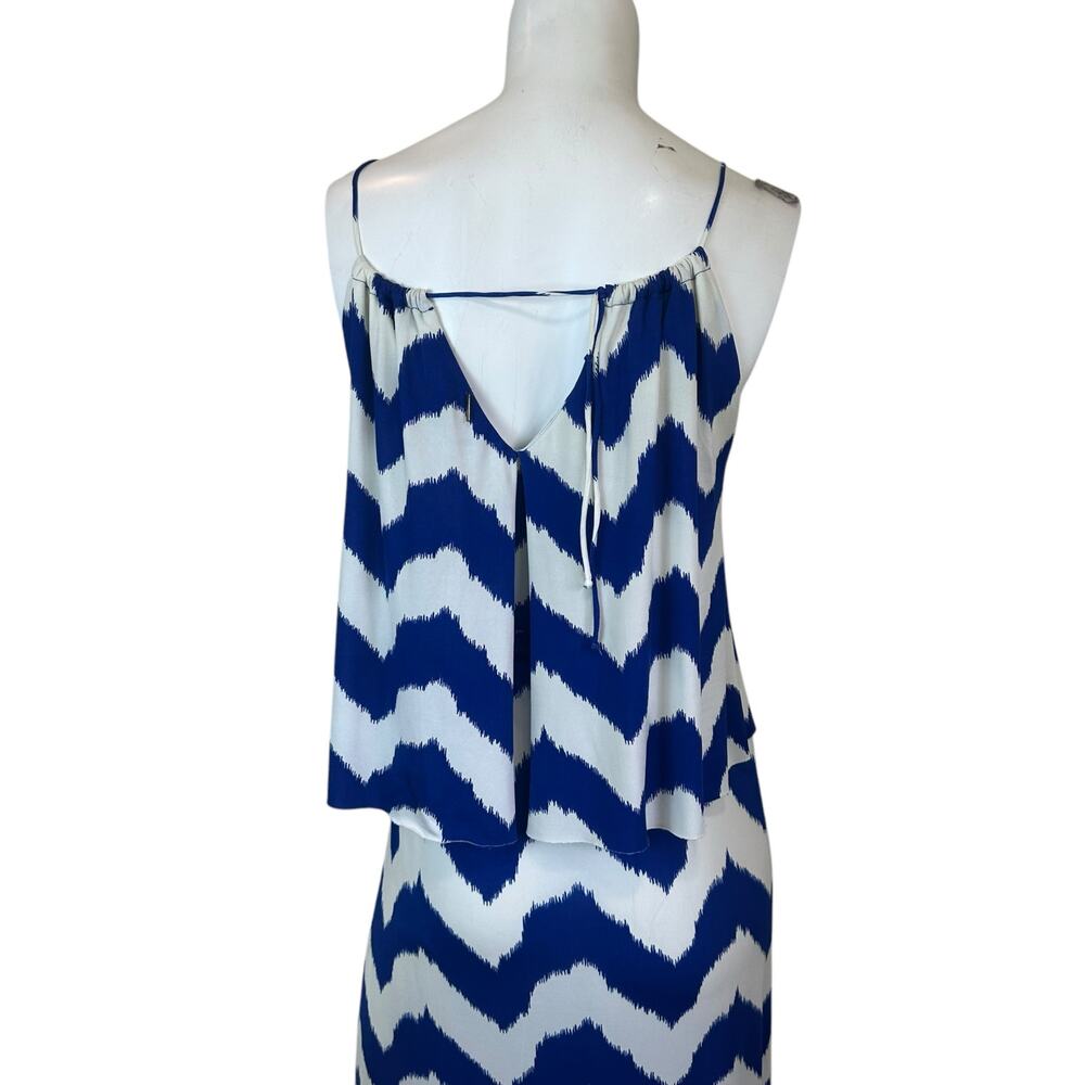 T-Bags Los Angeles Blue and White Chevron Print Jersey Maxi Dress sz XS - Picture 5 of 16